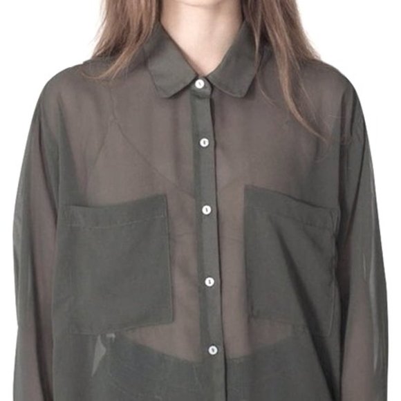 American Apparel Chiffon Blouse - Picture 1 of 4